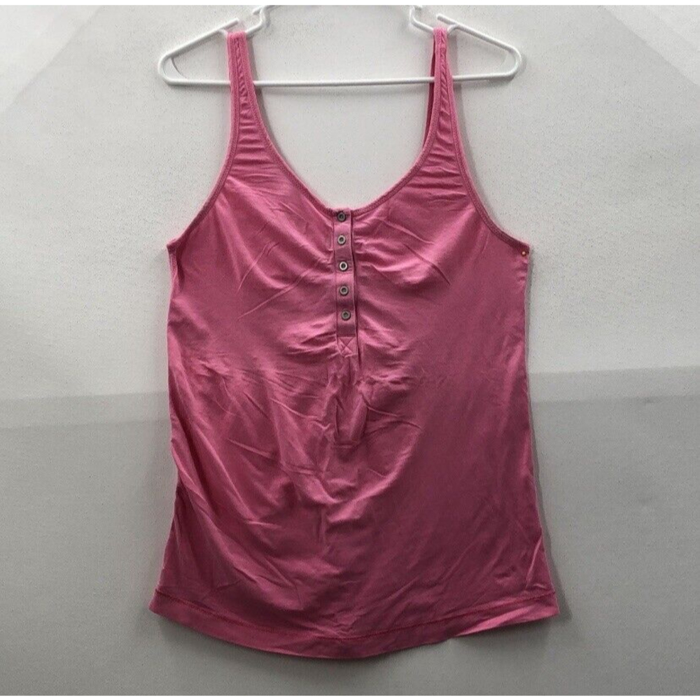 Lululemon Womens Pink Sleeveless Scoop Neck Buttoned Activewear Tank Top Size 6